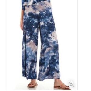 Young Fabulous and Broke Tie Dye Silky Satin Pants Wide Leg